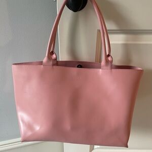 Furla genuine leather vintage pink bucket tote handbag purse